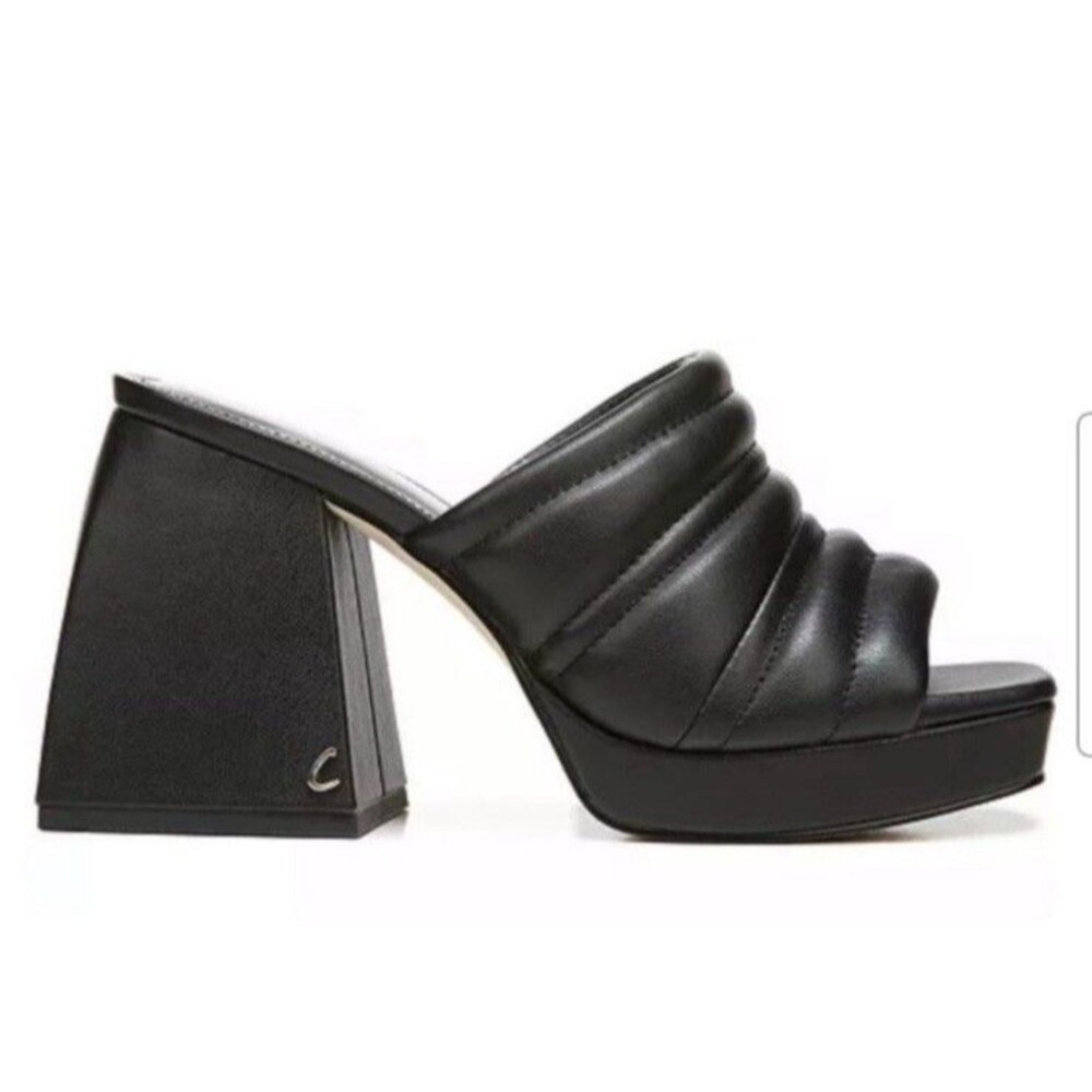 Circus by Sam Edelman Black Marlie Platform Chunky Heels Sandals Sz 9.5 Retro - Picture 2 of 12